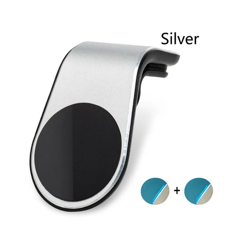 Универсальный магнитный автомобильный держатель для телефона для iPhone X, samsung, держатель на вентиляционное отверстие, 360 градусов, l-образный держатель для телефона - Цвет: A-Silver