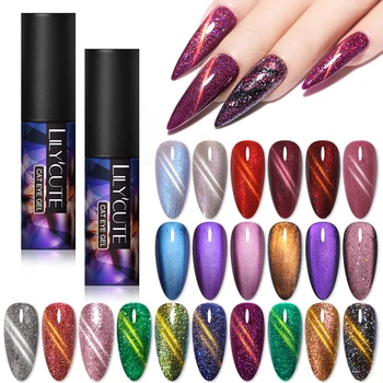 

LILYCUTE 7ml Glitter Magnetic Gel Polish 9D Cat Eye Gel Nail Colorful Soak Off UV LED Cat Eye Nail Art Gel Polish