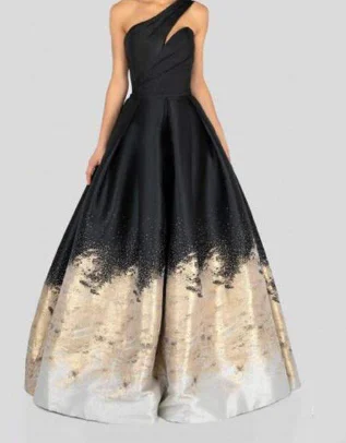 black and gold jacquard dress