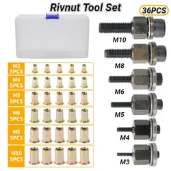Ensemble d'outils de pistolet à riveter manuel M3/M4/M5/M6/M8/M10, Installation Simple, ensemble d'outils à riveter en acier au carbone, y compris la tête de Rivet et l'écrou 