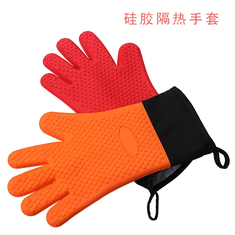 

Hot Selling Bakery Appliances Insulated Thick Silica Gel High-temperature Resistant Heat Resistant Glove Fingers BBQ Tools