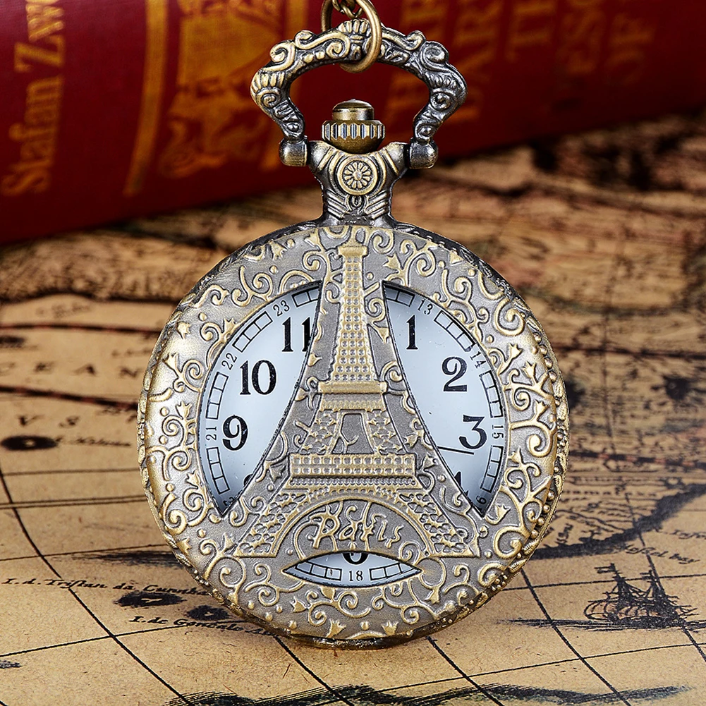 Vintage Unisex Hollow Design Bird Butterfly Pattern Flip Case Pockets Watch Arabic Number Quartz Chain Pockets Watch With Chain