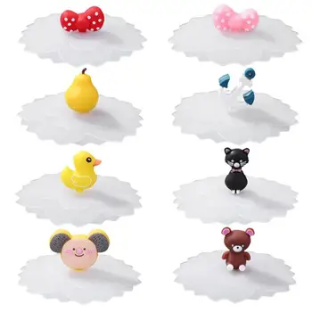 

Cute Water Drinking Cup Lid Silicone Anti-Dust Bowl Cover Cup Seals Glass Mugs Cap Universal Reusable Silicone Stretch Lids