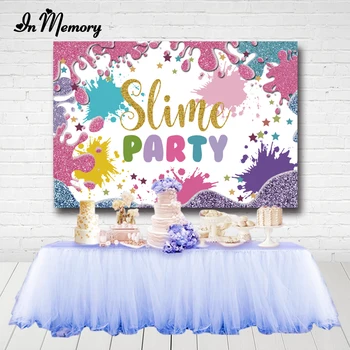 

InMemory Slime Party Photography Backgrounds For Photo Studio Colorful Glitter Kids Birthday Party Backdrops Custom Banner 7x5ft