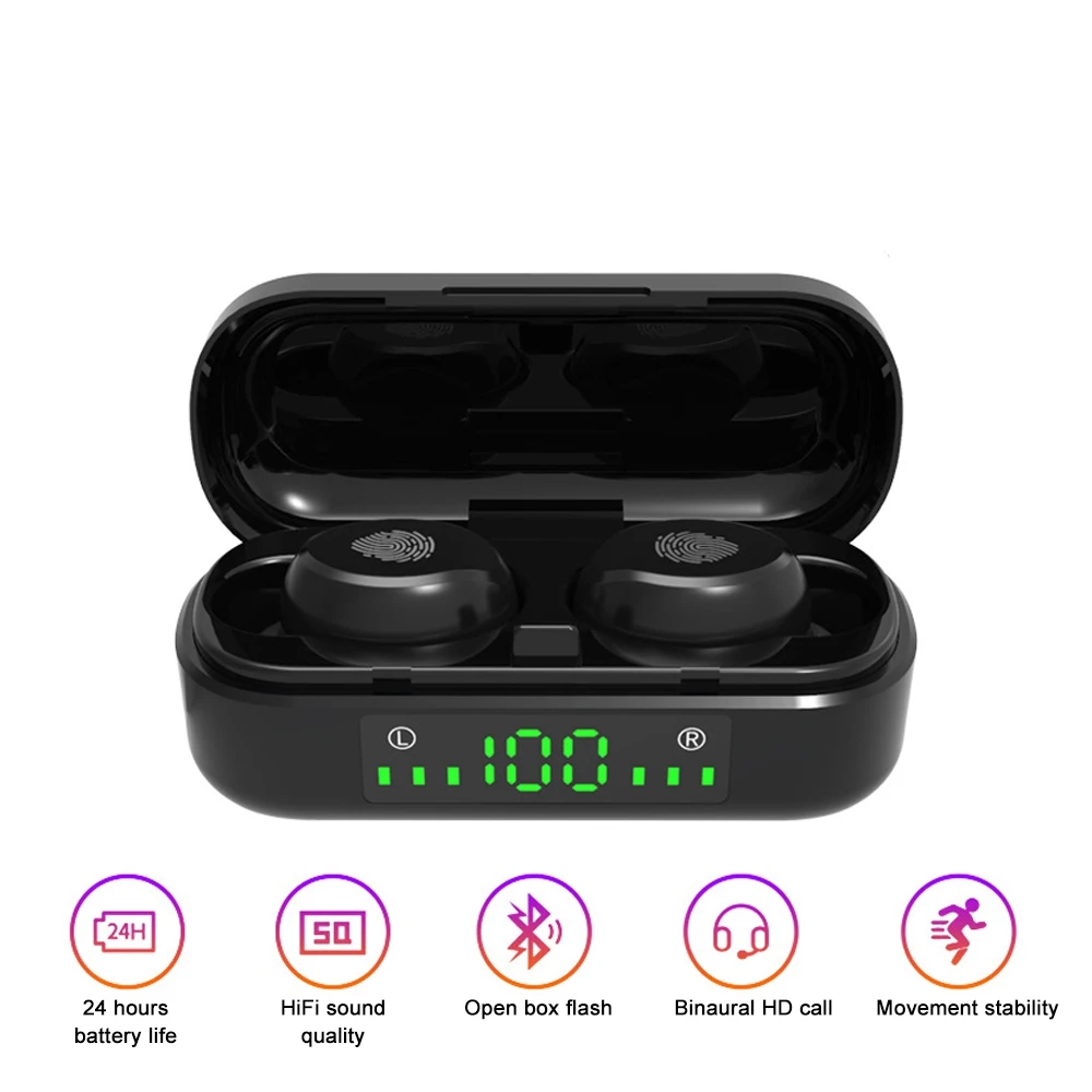 Wireless Bluetooth 5 0 Earphones V8 tws for iPhone HiFi Stereo With Mic Headset Sports Earphone for Android iPhone Smartphone