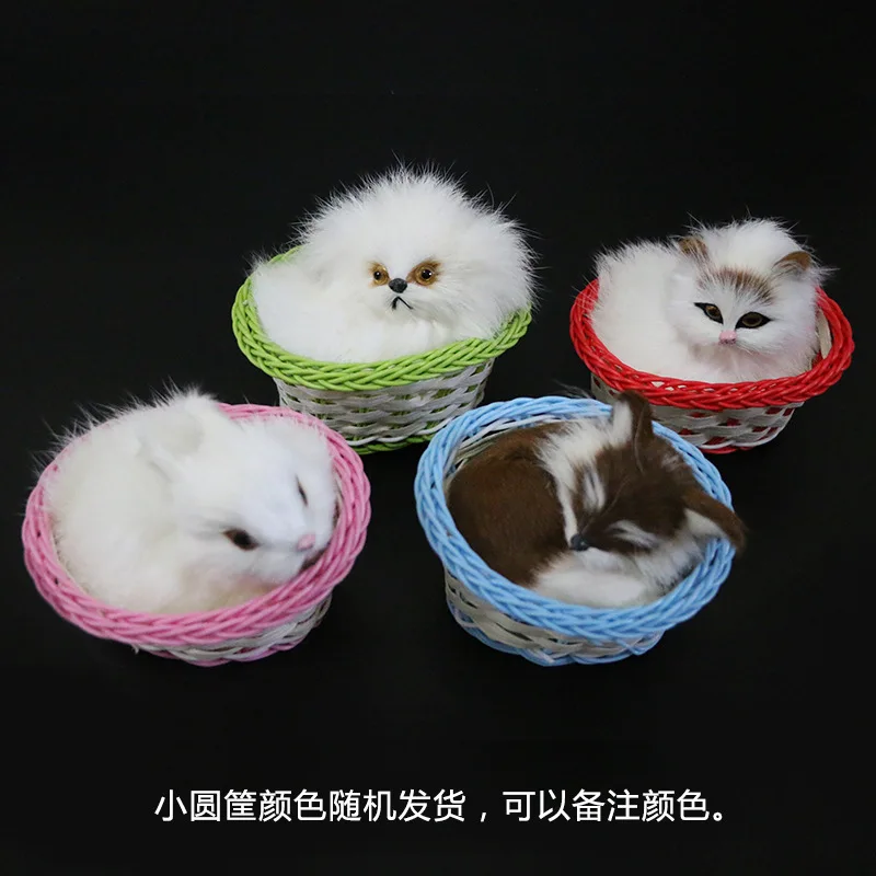 

Stuffed Animal Model Cat Toy Decoration Will Call Cat Doll Women's Fox Model Doll Send Small Basket Heze City