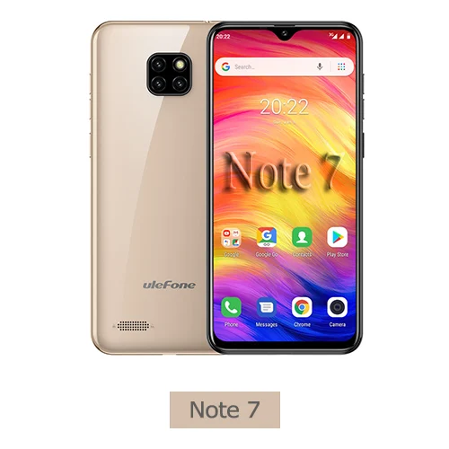 Gold Смартфон Ulefone Note 7, 6,1 дюймов, 1 ГБ ОЗУ, 16 Гб ПЗУ, четырехъядерный процессор MT6580A, 3500 мАч, Face ID, три тыловые камеры, мобильный телефон на Android 9 - Цвет: Gold