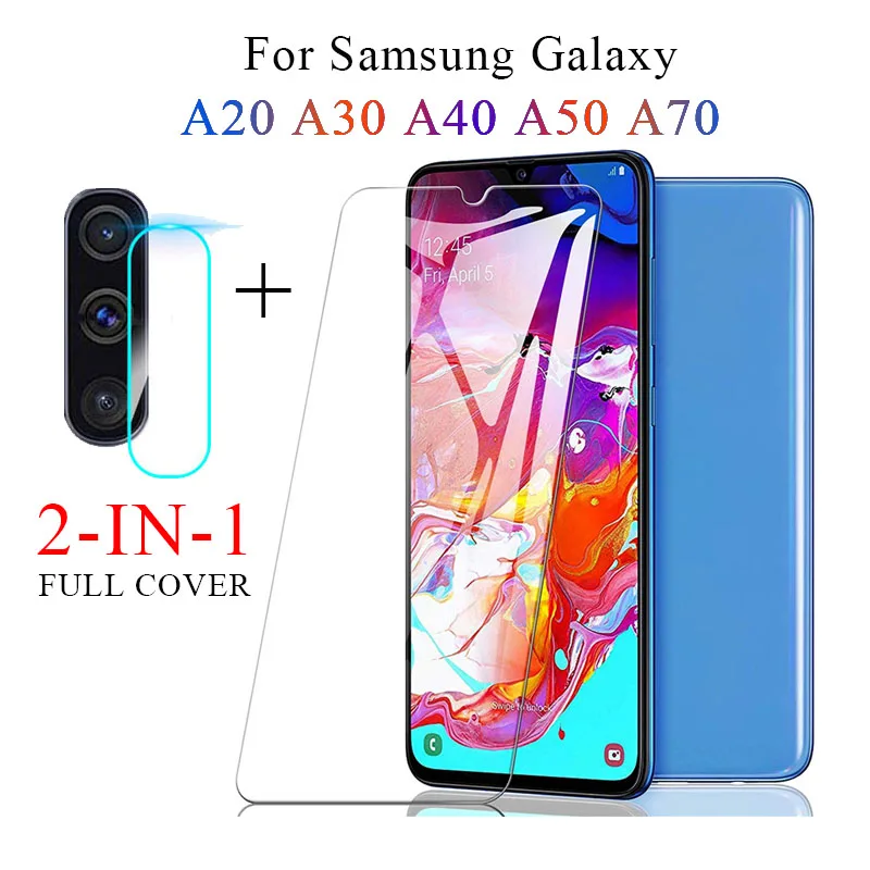 2 в 1 Защитное стекло для экрана Samsung A70 A50 A20 A30 A40 | Мобильные телефоны и аксессуары