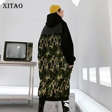 XITAO уличная одежда из искусственной кожи женское платье размера плюс тренд плюс бархатные платья с капюшоном модная зимняя одежда женская утепленная XJ3179