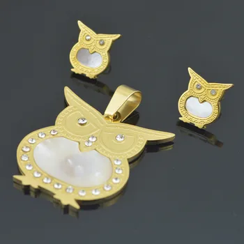 

Stainless Steel Owl Shell earring+pendant necklace,wholesale