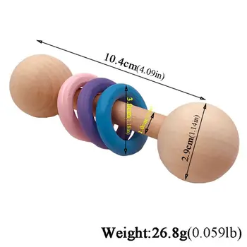 

Organic Wood Montessori Styled Baby Rattle Perfect Grasping Teething Toy for Toddlers Natural Wood Safety Paint R7RB