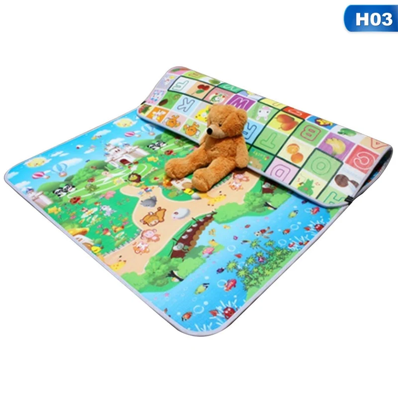 Детский игровой коврик 120*180*0,5 см, детский коврик для ползания, двойная поверхность, Детский развивающий коврик с принтом животных для детей, семейный игровой коврик