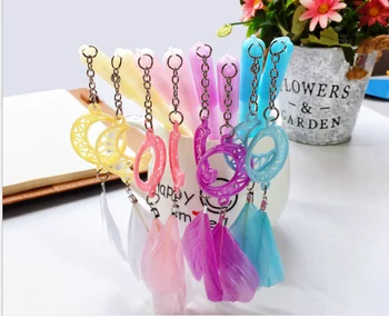 

Gel Pen Wholesale 100pcs/Lot Moon Feather Pendant Black Neutral Pen Cartoon 0.5mm Stationery Writing Supplies GP759