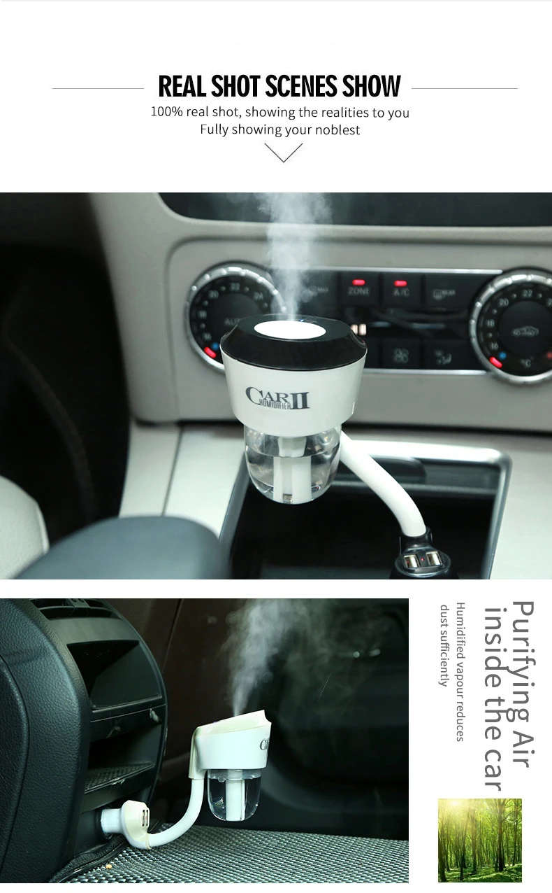 12V II Car Mini Air Humidifier USB ultrasonic humidifier for Car freshener Purifier Aroma Oil Diffuser Aromatherapy Mist Fogger
