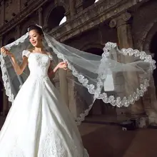 5 м Длинная свадебная вуаль со шлейфом, вышитая кружевная кромка, фата невесты, свадебная фата, аксессуары для свадьбы
