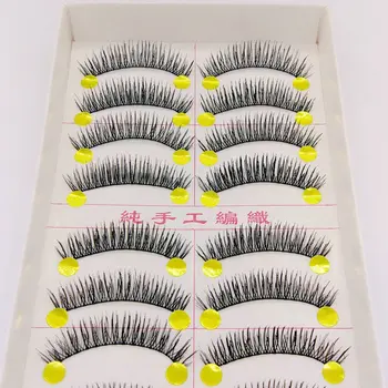

Handmade Cross 6 Short False Eyelashes 165 # Cotton Thread Stem 10-Pairs More Natural Realistic Volume Lashes Extension