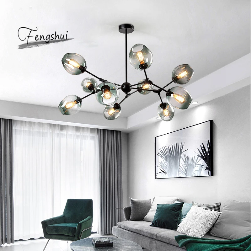 Nordic Glass LOFT Chandelier Lighting Modern Chandeliers for Living Room Bedroom Couture Hanging Lamp Kitchen Hanglamp Lustre | Освещение