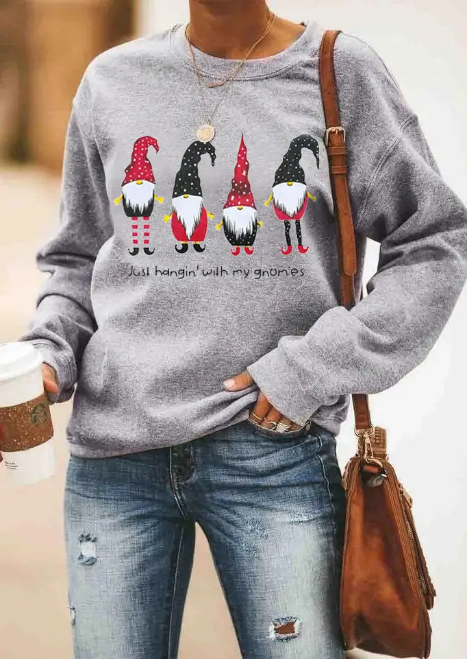 Рождественская Толстовка с надписью Just hangin with My Gnomies забавные пуловеры