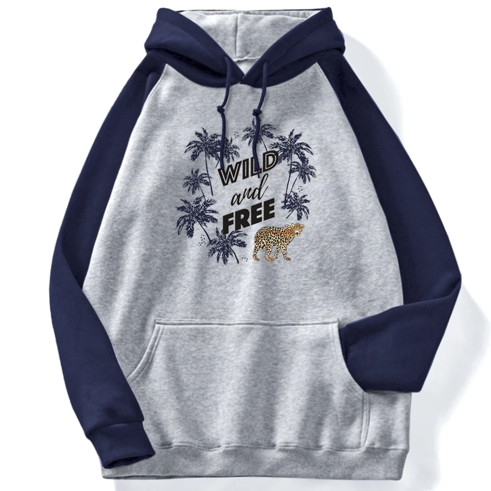 

Wild And Free Leopard Print Hoodie With Hood Women'S Vintage Streetwear Hoodies Womens Fleece Warm Raglan Sweatshirts Women 2020
