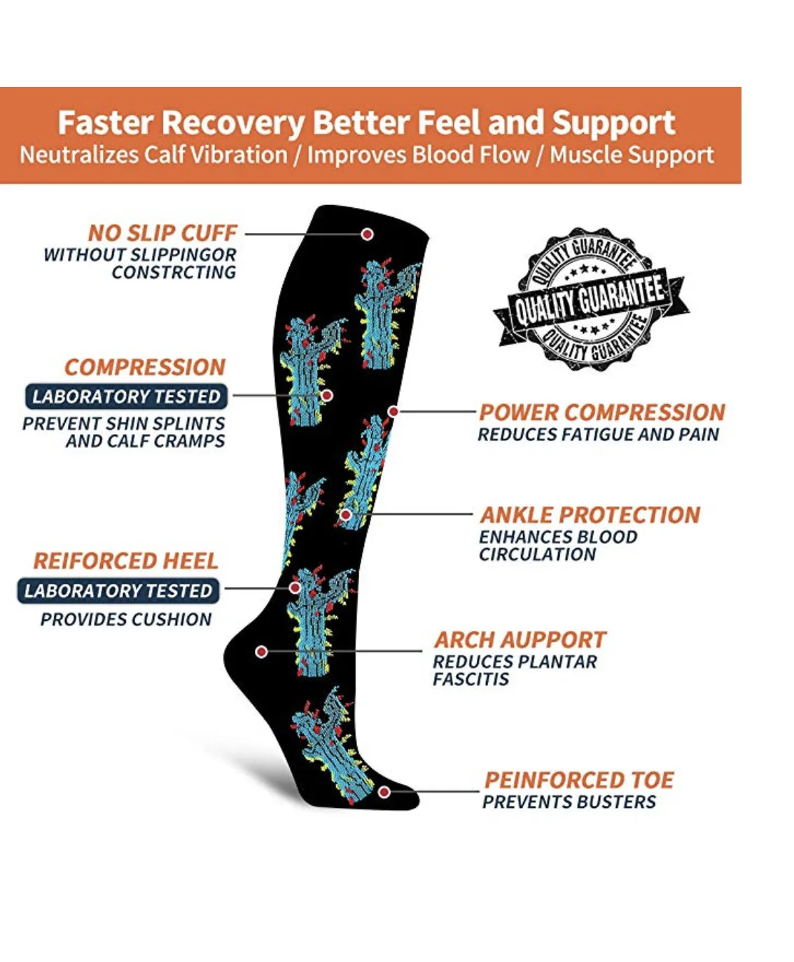 Anti Fatigue Women Men Compression Socks Yoga Golf Varicose Veins Socks Hockey Crossfit Fit For Edema, Diabetes, Swelling