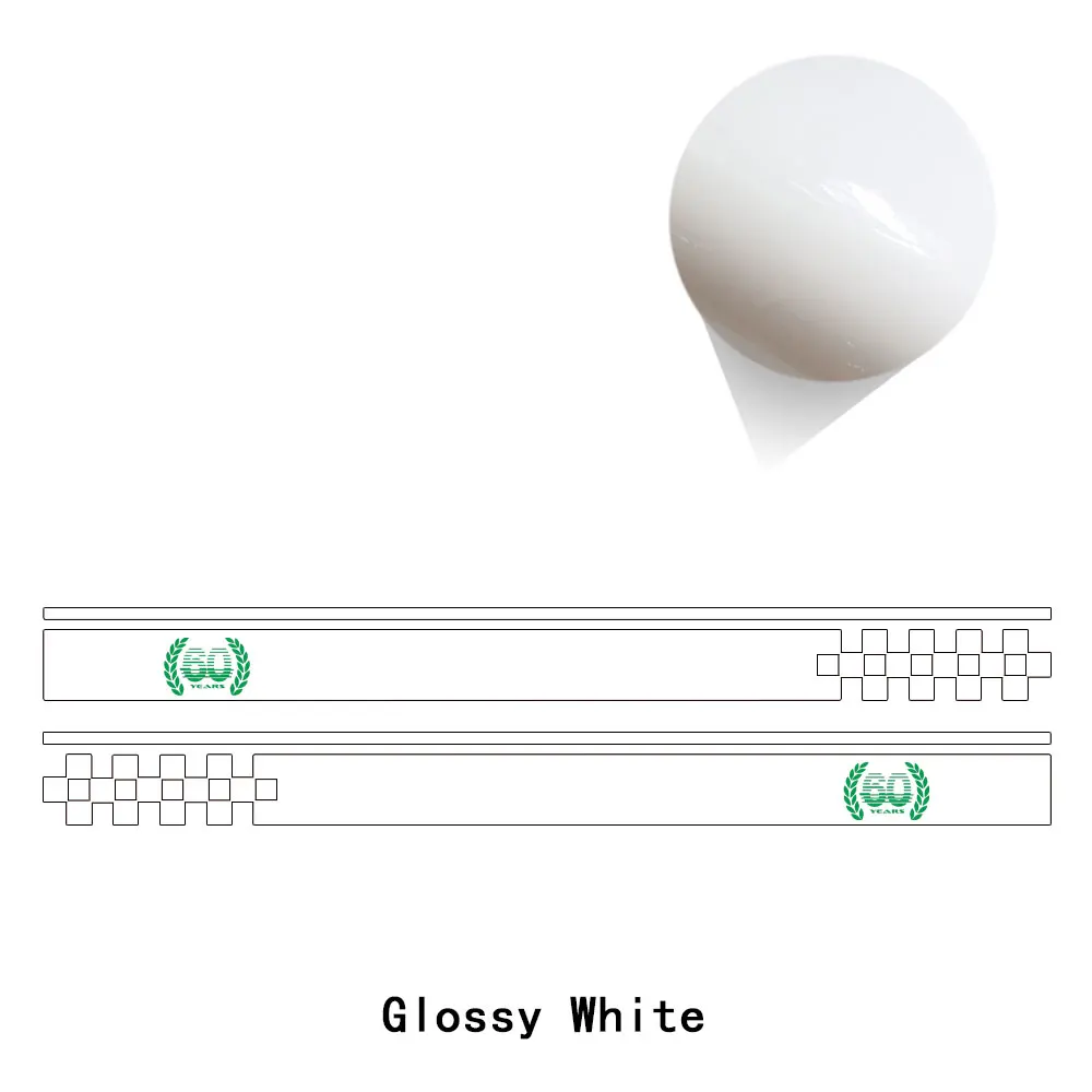 glossy white 2 шт. 60-я Юбилейная наклейка на дверь автомобиля боковые полосы наклейка для MINI Cooper S F56-On One JCW аксессуары для стайлинга автомобилей - Название цвета: glossy white