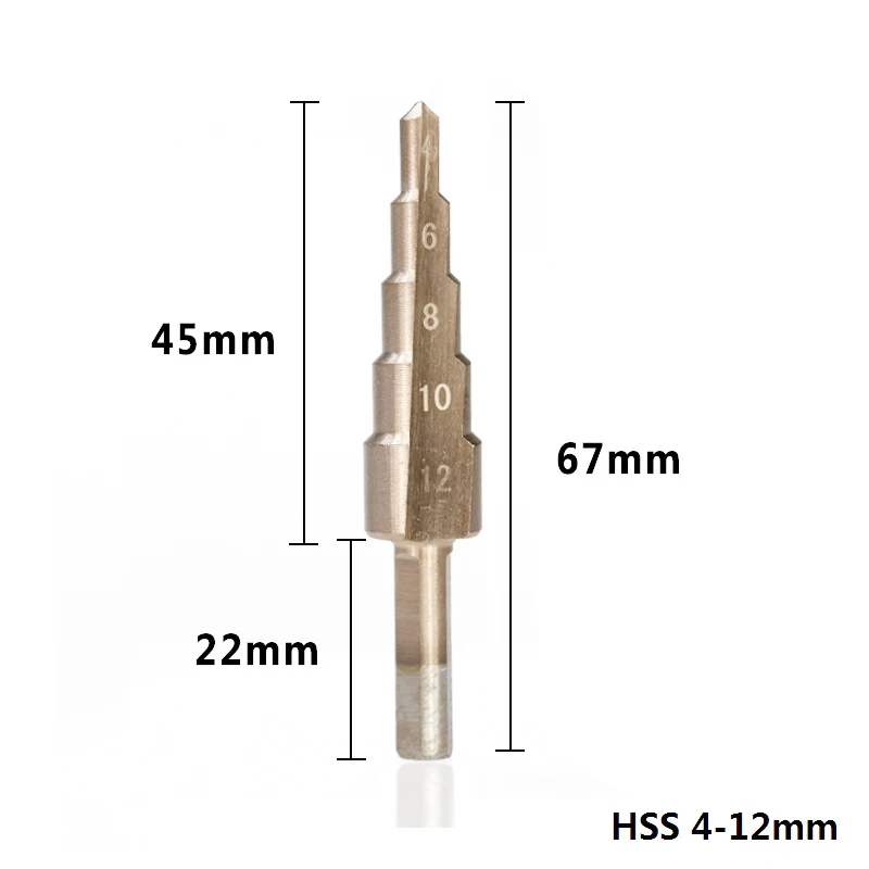 1pc HSS 4-12/20/32 Шаг сверло TiCN покрытием Круглый хвостовик конуса Сверло по дереву/сверления металла спираль пагода резак для сверления отверстий - Цвет: 1pc Straight 4-12mm