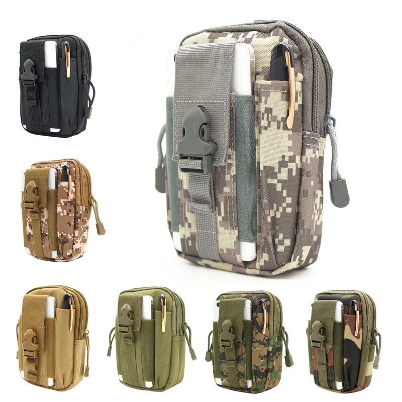 

Outdoor sports bag camouflage bag tactical multi-function pocket running hiking canvas coin purse mobile storage bag