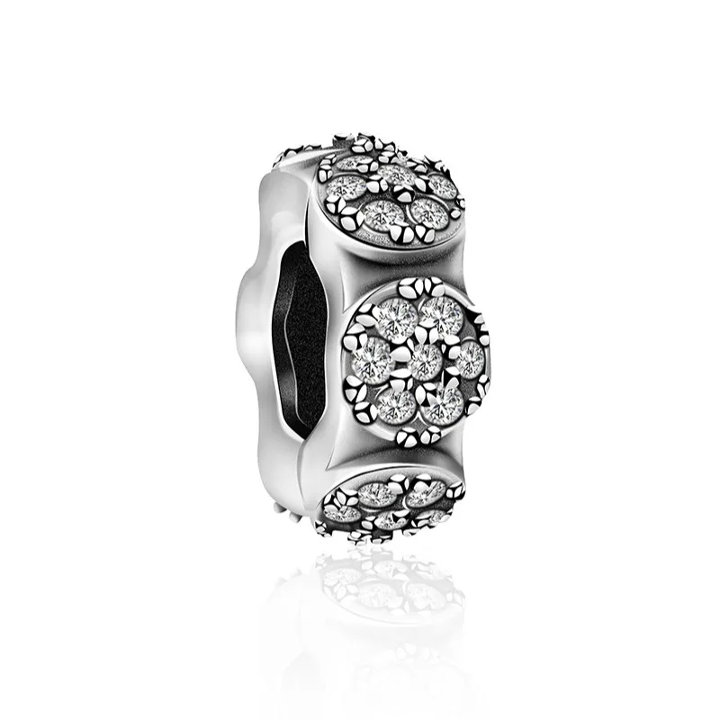 

2019 NEW 100% 925 Sterling Silver Beautifully Glittering Zircon Flower Seperate Suit DIY Bracelet Gift Women Original Jewelry