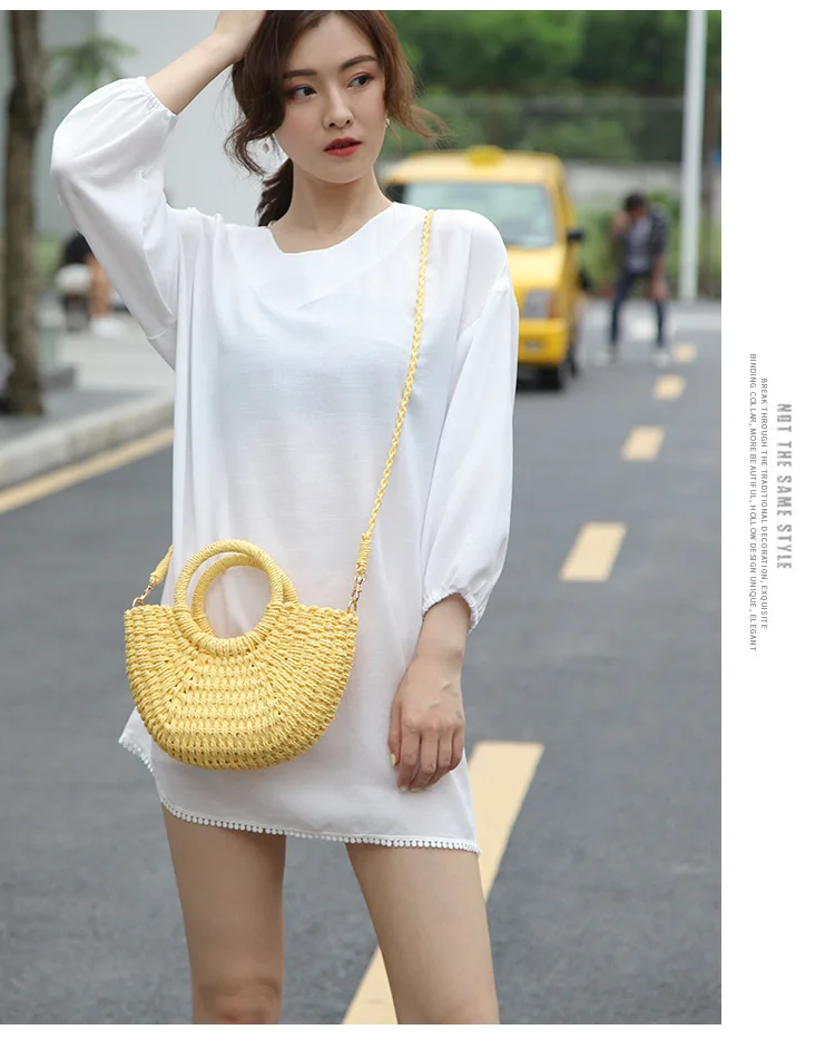 casual candy color rattan women handbags wicker woven lady shoulder crossbody bags summer beach small straw bag bali purses 2020