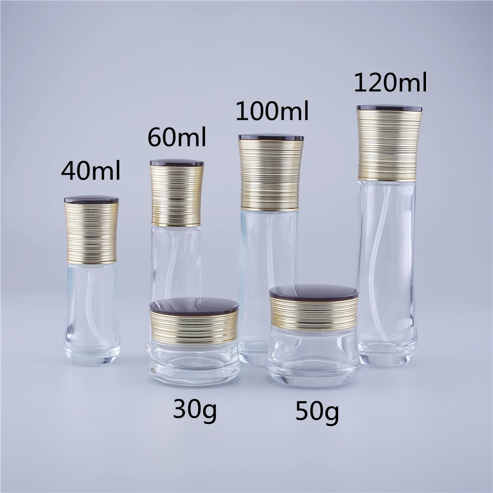 

100ml 120ml Glass Emulsion Refillable Ointment Bottles Empty Cosmetic Jar Pot Eye Shadow Face Cream Container 30g/50g 2pcs