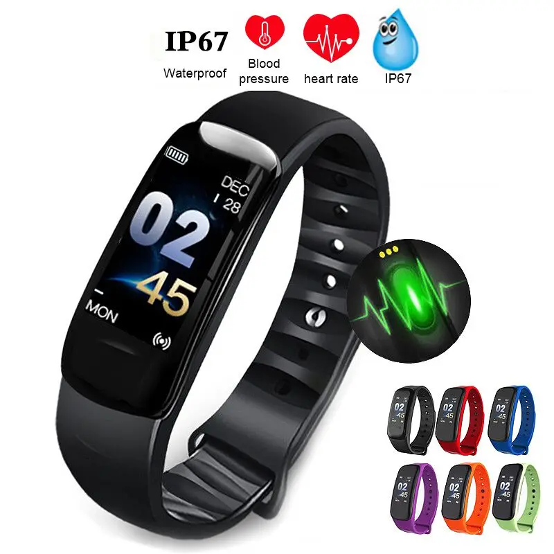 

C1Plus Smart Bracelet Color Screen Support Camera Blood Pressure Heart Rate Monitor Sport Smart Band For Android IOS Wristwatch