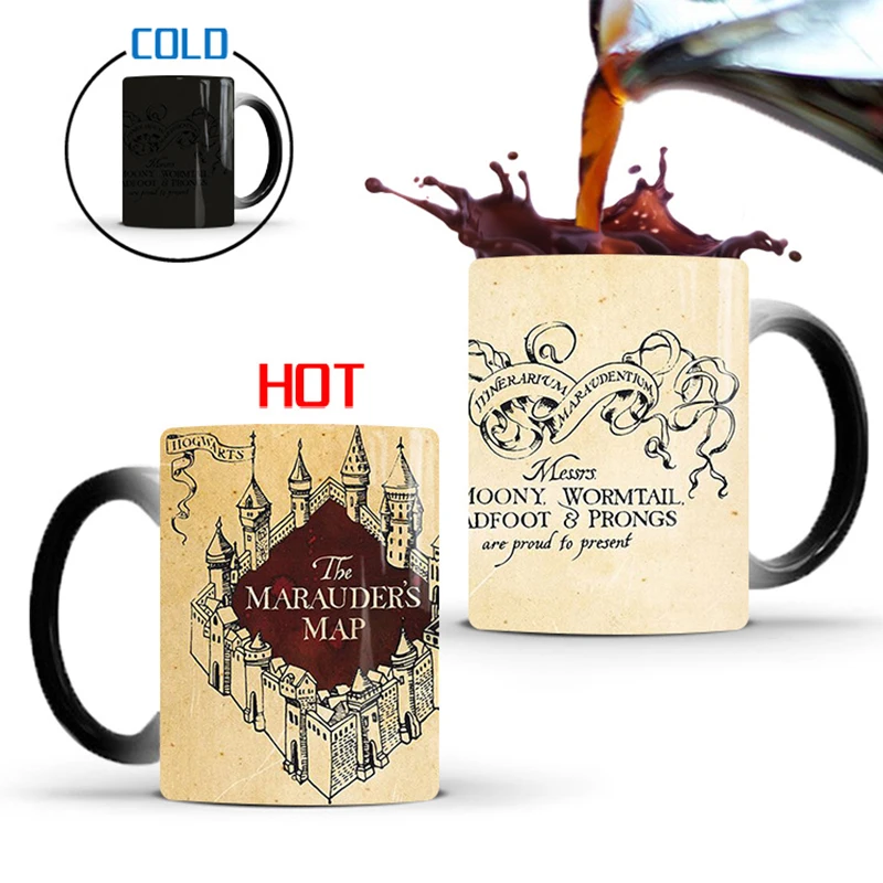 

2019 New 350mL Marauders Map Castle Mischief Managed Coffee Magic Mug Hot Cold Color Changing Mugs Ceramic Cup Creative Gifts