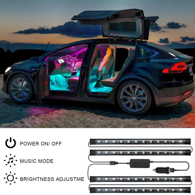 APP Control Car LED Lights, Smart Car LED Strip Lights, Interior Car Lights  with Music Mode and 16 Million Colors, Under Dash Lights for Cars, SUVs