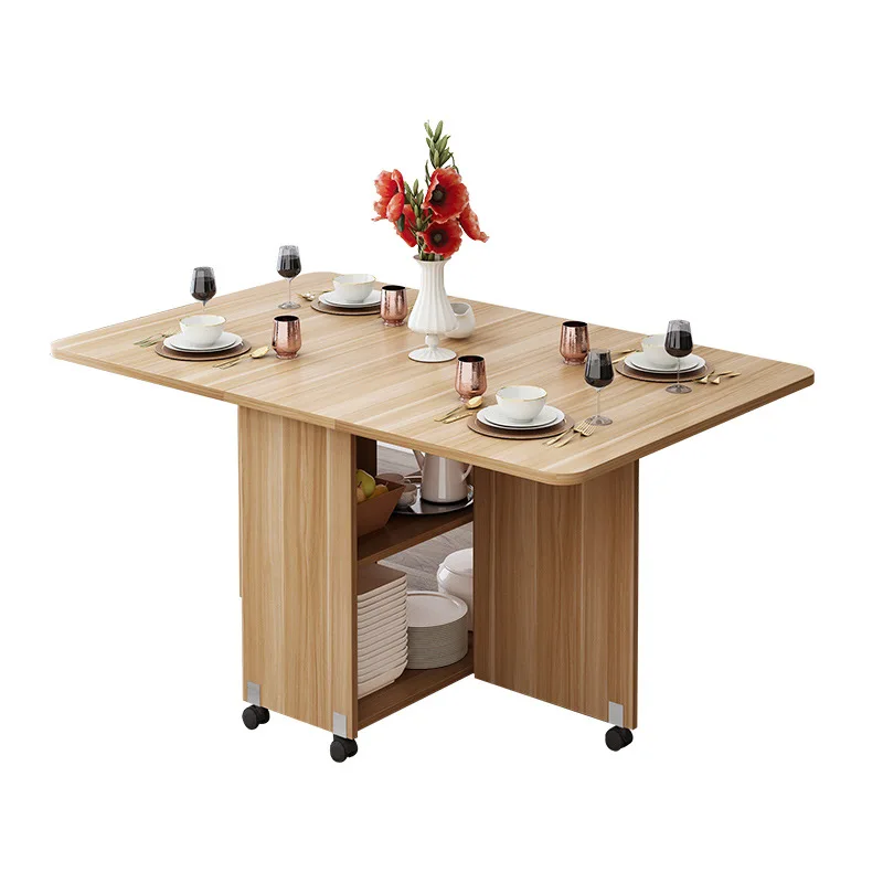 

New creative movable solid wood folding dining table set living room kitchen table stuff storage home furniture free shipping