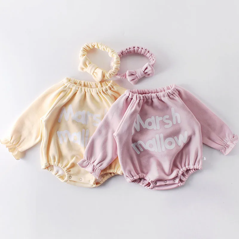 

Autumn Winter Baby Newborn Girl Clothes Bow Knot Jumpsuit Plus Velvet Thickening Long Sleeve Warm Princess Romper