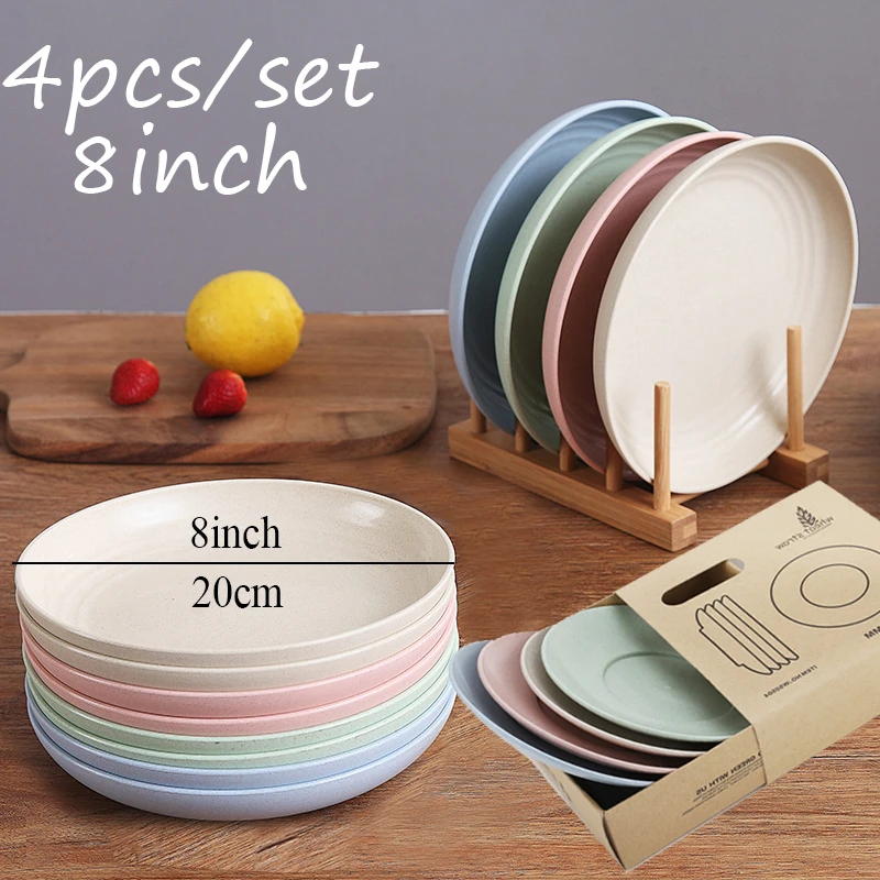 

4pc/set Creative Round Dish Plate Restaurant Trays for Tea Cake Kitchen Bar Dinnerware Hotel Round Fruits Snacks Plate Dinnerwar