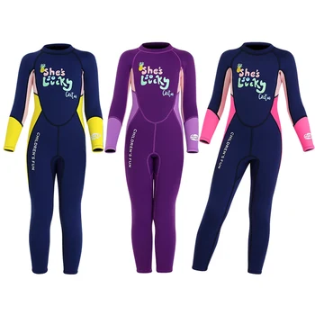 

Wetsuit Children 2.5mm Kids Diving Suit Girls Keep Warm Surfing One-piece Long Sleeves Anti-UV Swimwear Rash Guard Quick-drying