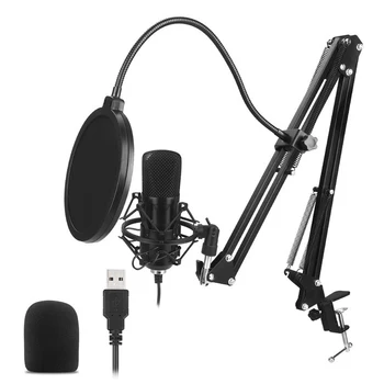 

High Quality USB Microphone Kit Professional Podcast Condenser Mic with Shock Mount for PC Karaoke Studio Recording Mic Kit
