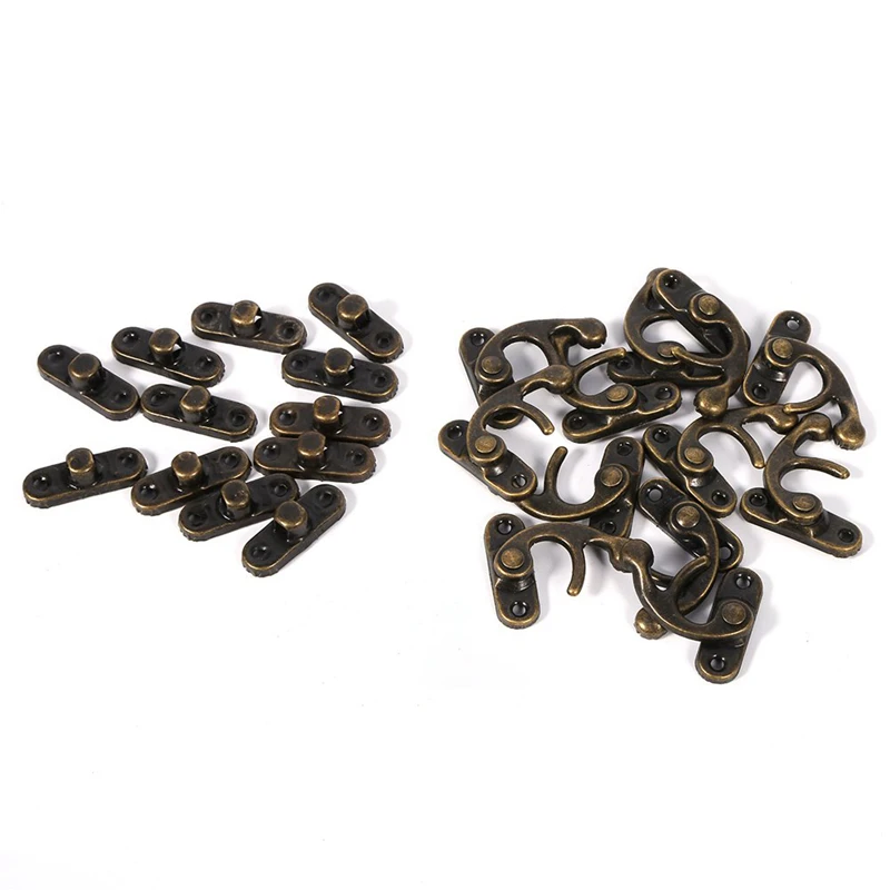 100PCS Vintage Metal Hardware Furniture Wooden Box Leather Bag Hardware Decorative Latch Clasps Lock Padlock Hasp with Screws