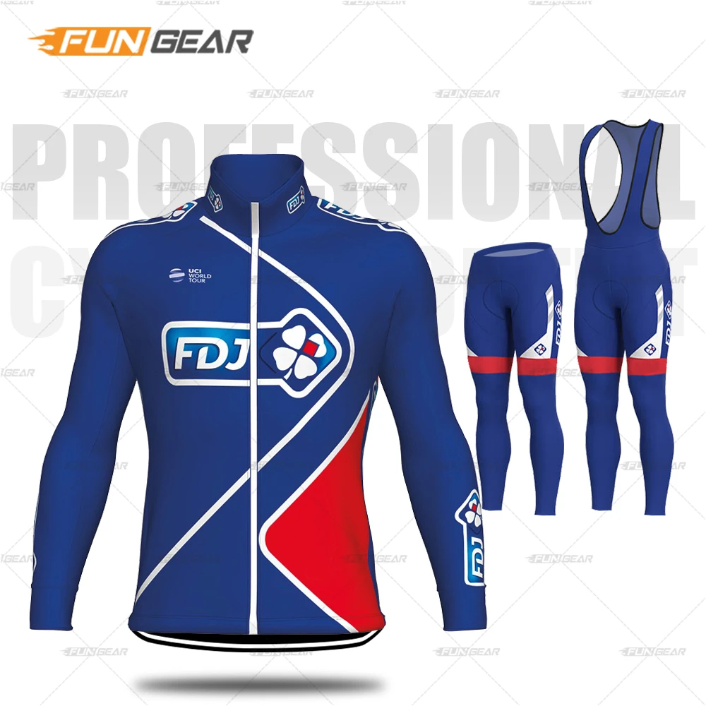 Pro Team FDJ велосипедная одежда с длинным рукавом Джерси комплект гоночная Одежда MTB Униформа дышащий триатлонный костюм Майо Ropa Ciclismo