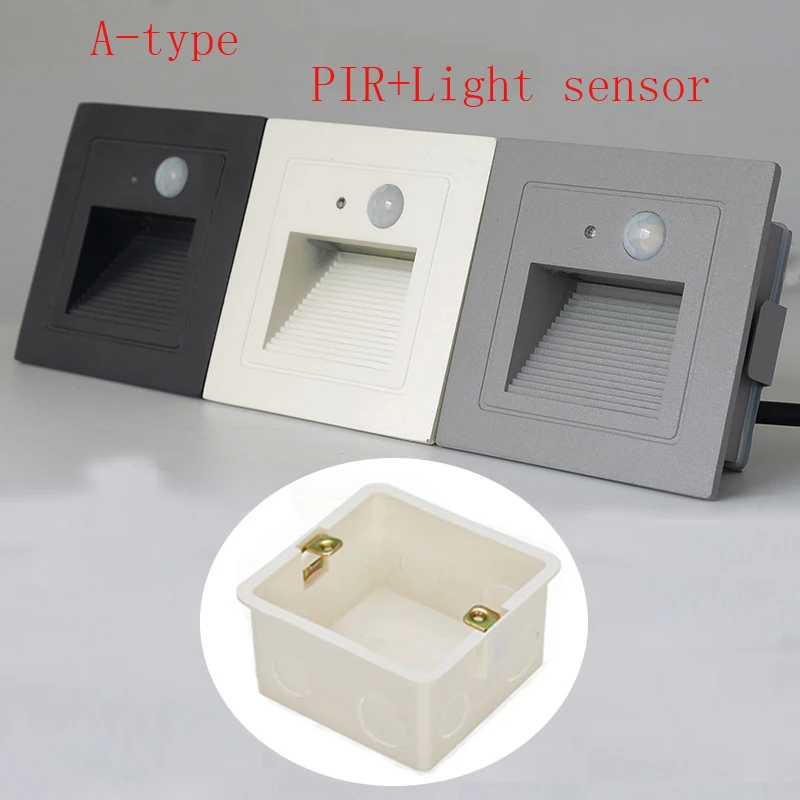 AC85-265V светодиодный настенный светильник светодиодный лестничный светильник IP65 ступенчатый светильник встраиваемый погребенный светильник для помещений/улицы светодиодный водонепроницаемый лестничный светильник s - Испускаемый цвет: PIR  sensor - A