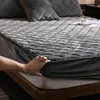 Waterproof Mattress Bed Cover Luxury Fitted Bed Sheet Protector Bedspread Grey Red Coral Fleece Thick Soft Pad for Bedroom ► Photo 2/6