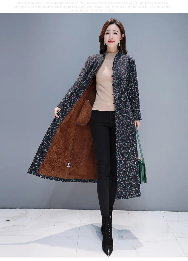 Осень и зима стиль женское платье Национальный Ветер с рисунком лягушки матовый и толстый стиль ретро хлопок лен хлопковое пальто