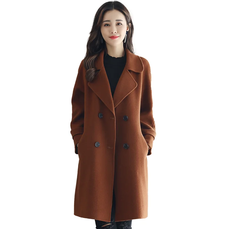autumn and winter new ladies explosion models fashion large size long woolen coat tide