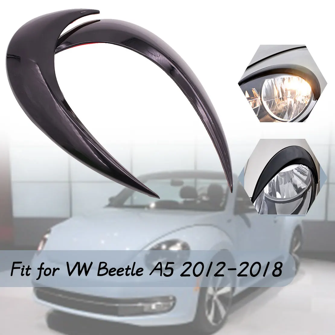 

EIDRAN 2pcs Car Headlamp Headlight Eyebrow Eyelids Cover Trim For VW Beetle A5 2012 2013 2014 2015 2016 2017 2018