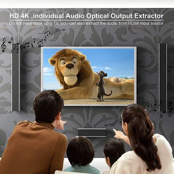 

A+HDMI Matrix 4X2 4K HDR Switch Splitter 4 in 2 Out Optical o Extractor HDMI Switcher with Remote Controller(EU Plug)