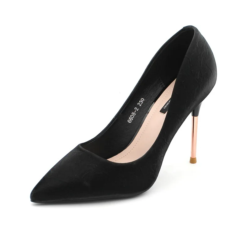 

6608-2-High Heel Shoes Women's Thin Heeled Workplace Nightclub WOMEN'S Shoes 2019 Autumn New Style Pointed-Toe Ultra High 10cm S