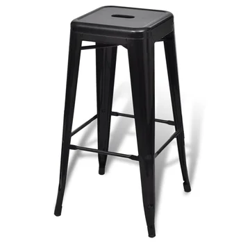 

Bar Chair High Chair Bar Stool Square 2 pcs Black Modern Bar Stool Minimalist Home Dining Chair High Stool Restaurant Cafe Stool
