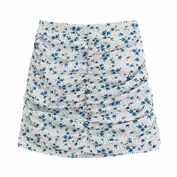 

Flower Printing Women Pleated Mini Skirt 2020 New Fashion Casual Lady A-Line Skirts