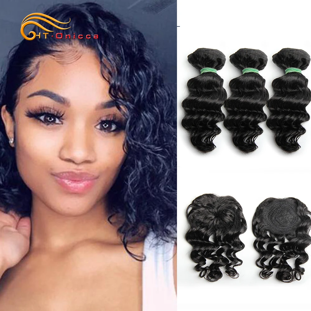 Best Seller Closure Curly-Bundles 100%Human-Hair-Extension 8inch  w5KkrV01a